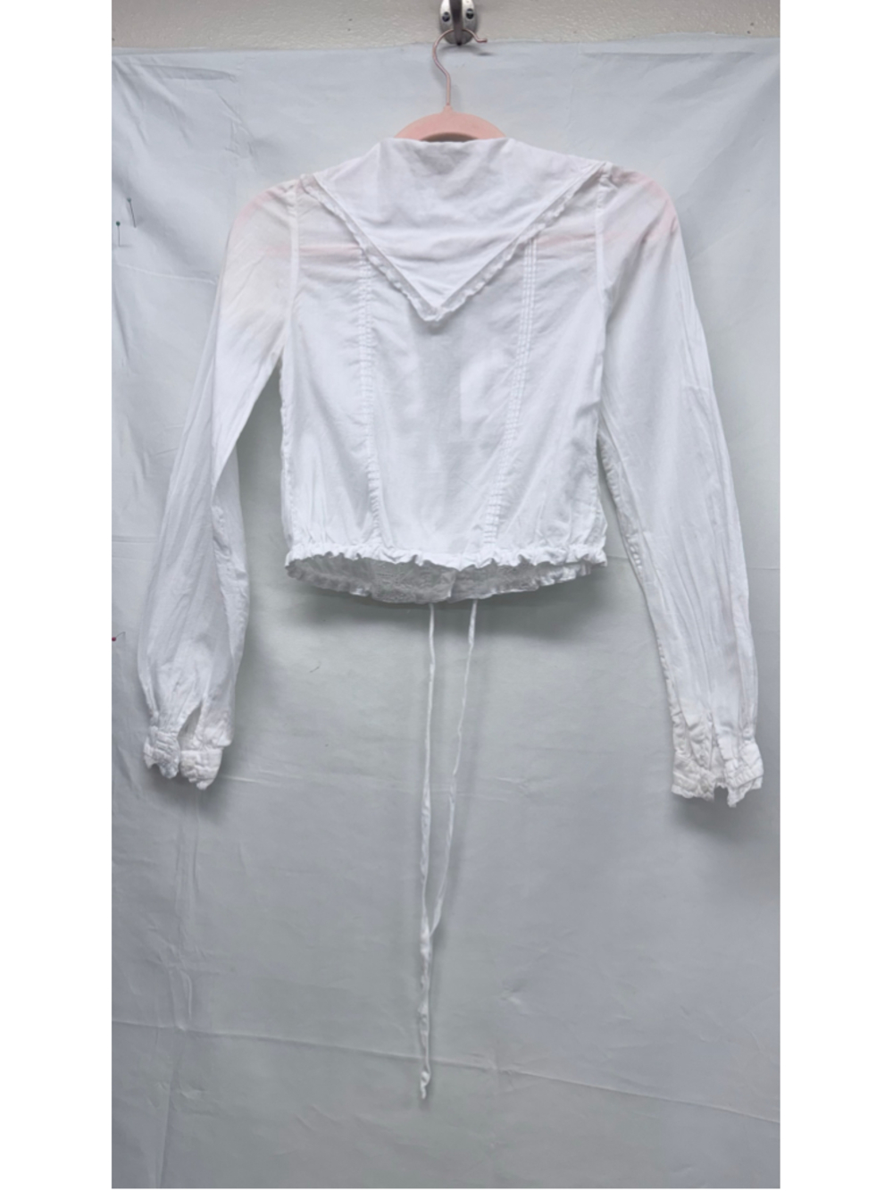 Women's Antique or Vintage White Embroidered Long Sleeve Blouse XS or XXS - Picture 2 of 12